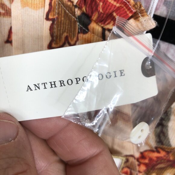 Love of the Label Anthropologie Top L  Orange Tan Fiona Floral Boho Feminine NEW - Picture 9 of 16